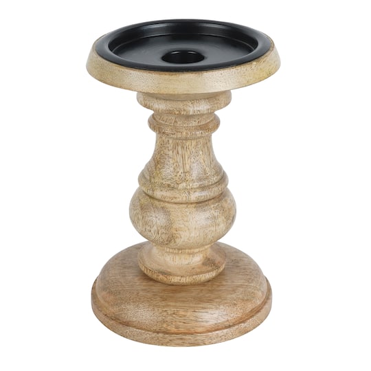 6 Pack: 6" Wood Carved Pillar Candle Holder by Ashland®